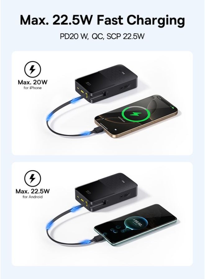 بيسوس بانك طاقة EnerFill FC51 Bipow2 Pro بسعة 20000 مللي أمبير مع كابل USB-C مدمج، شاشة LED رقمية، شحن سريع 22.5 واط – كوزميك - Image 5