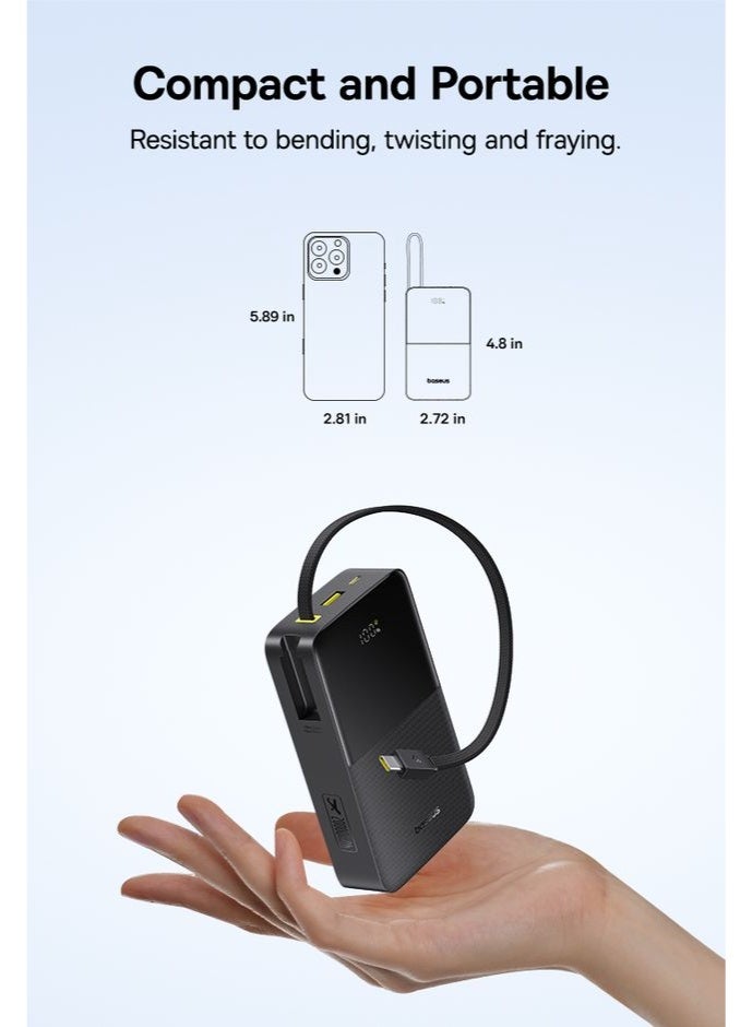 بيسوس بانك طاقة EnerFill FC51 Bipow2 Pro بسعة 20000 مللي أمبير مع كابل USB-C مدمج، شاشة LED رقمية، شحن سريع 22.5 واط – كوزميك - Image 3