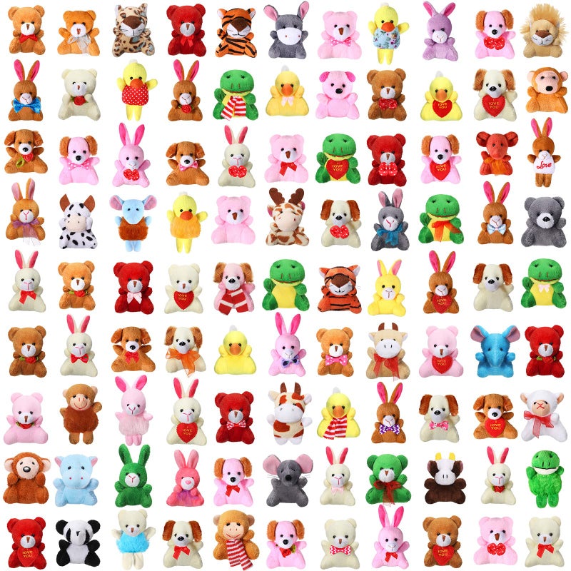 Zhanmai 100 Pcs Mini Plush Stuffed Animal Bulk Small Animal Toys Keychain Party Favors Easter Egg Stuff for Kids Birthday Valentine Carnival Classroom Prizes Gift Goodie Bag Filler(Cute Style) - Image 1