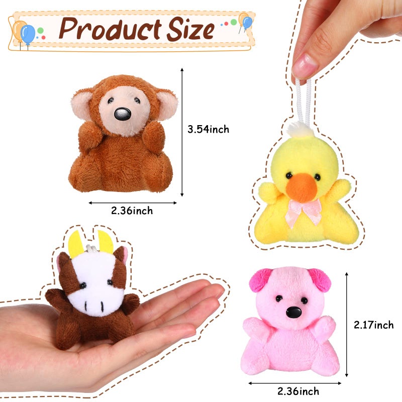 Zhanmai 100 Pcs Mini Plush Stuffed Animal Bulk Small Animal Toys Keychain Party Favors Easter Egg Stuff for Kids Birthday Valentine Carnival Classroom Prizes Gift Goodie Bag Filler(Cute Style) - Image 2
