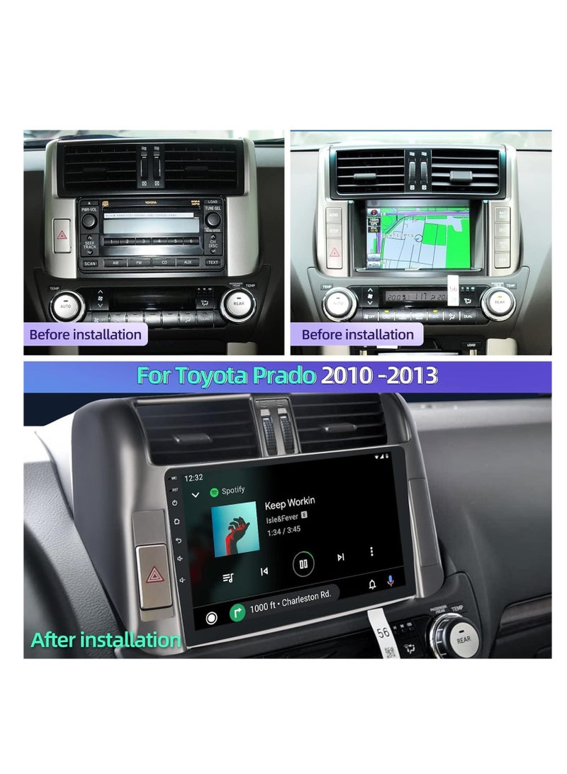 ستيريو سيارة أندرويد لتويوتا برادو 2010 2011 2012 2013 4 جيجابايت رام 64 جيجابايت روم 9 بوصة ميرورلينك واي فاي BT، شاشة تعمل باللمس IPS مع كاميرا AHD متضمنة (4 + 64 جيجابايت مع أبل كاربلاي) - Image 2