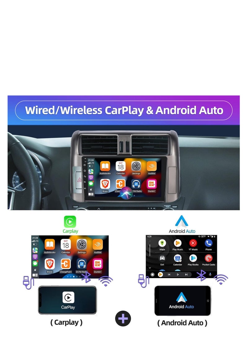 ستيريو سيارة أندرويد لتويوتا برادو 2010 2011 2012 2013 4 جيجابايت رام 64 جيجابايت روم 9 بوصة ميرورلينك واي فاي BT، شاشة تعمل باللمس IPS مع كاميرا AHD متضمنة (4 + 64 جيجابايت مع أبل كاربلاي) - Image 3