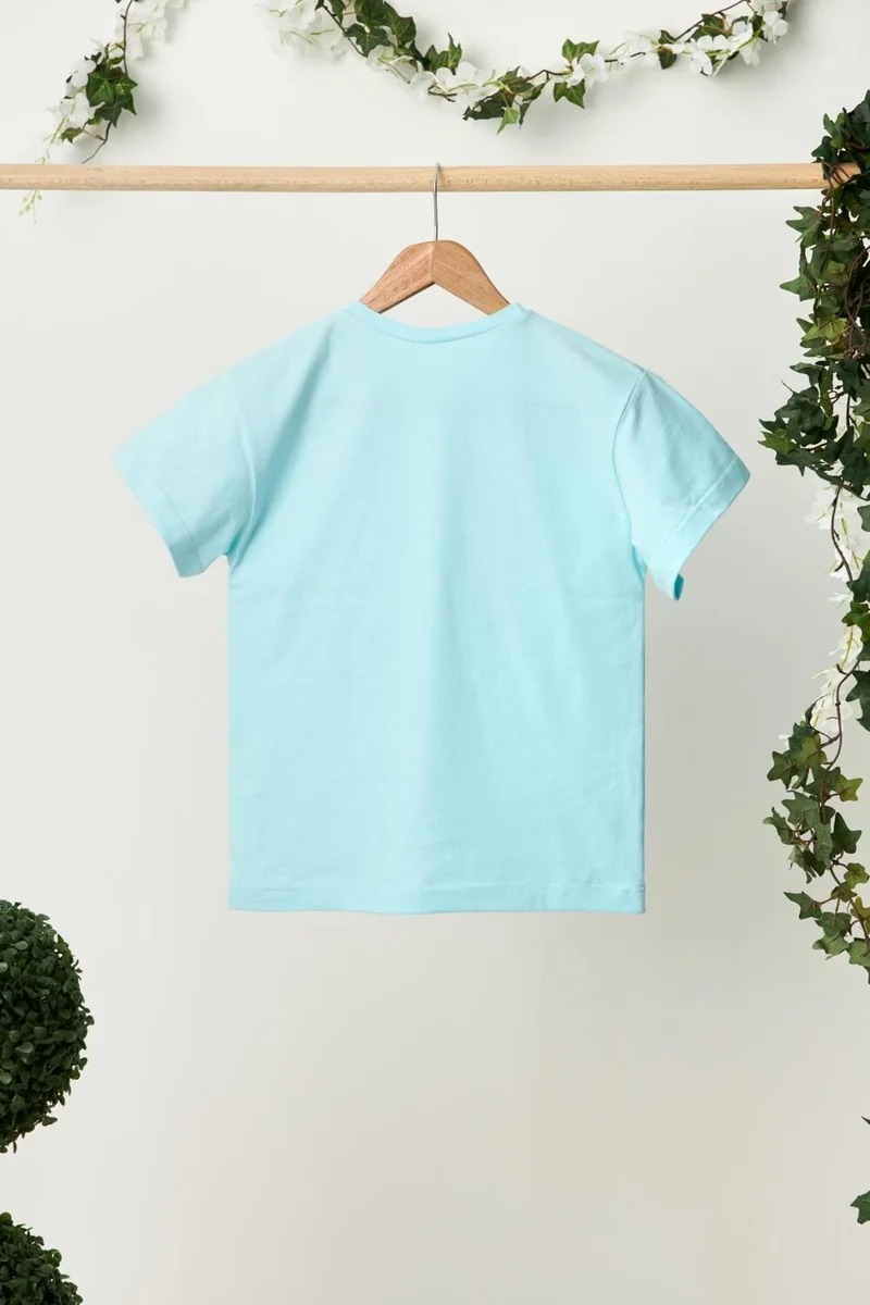 بيبيجيز Baby Blue Boy Short Sleeve Crew Neck Anti-Sweat, Comfortable Cotton Combed Cotton T-Shirt