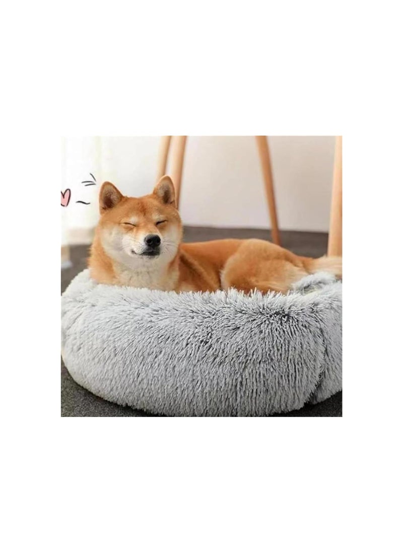 Generic - Cozy Cocoon Pet Bed - Fidofaves Cozy Nook Bed - Olvys Cozy Cocoon Pet Bed, Winter Pet Plush Bed, Round Fluffy Warm Cat Beds with Hooded Cover (Diameter 40cm, Gray-Short Plush) - Image 1