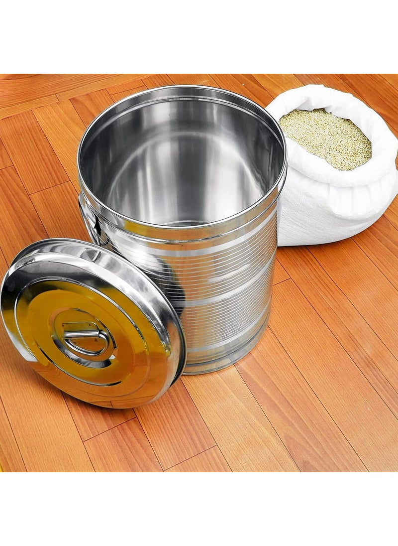 Sonanshi Sonanshi Stainless Steel Air Tight Atta TankiContainerBoxDrumPawaliKothi with Handle Lid 33 Litres  - Image 3