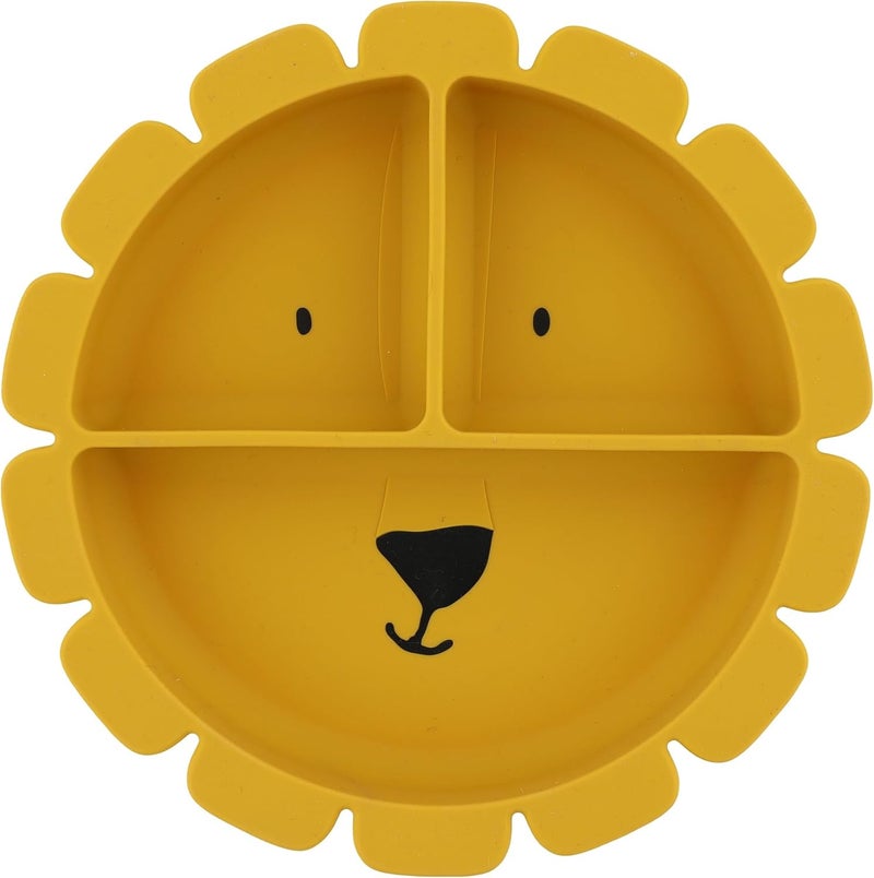Trixie Silicone Divided Suction Cup Plate - Mr. Lion - Baby & Toddler Plate with Strong Suction Base - Non-Slip, Microwave & Dishwasher Safe - Perfect for Baby LED Weaning & Portion Control - Image 1