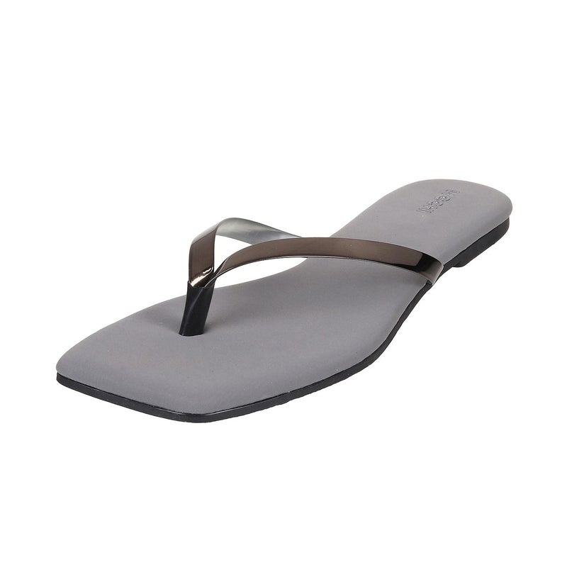 Mochi Women Silver Synthetic Leather Thong Chappal UK/7 EU/40 (32-425) - Image 5
