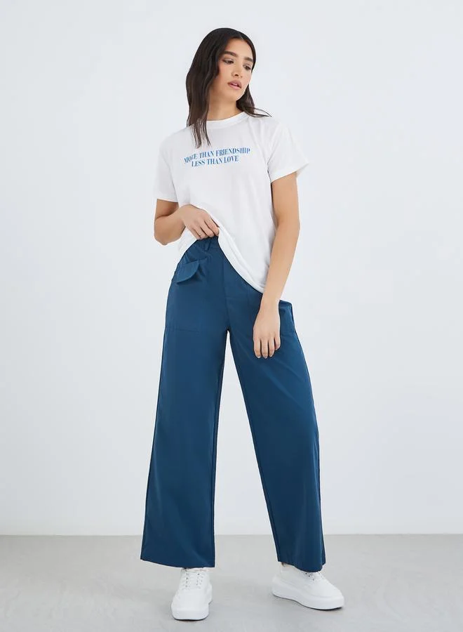 تايك تو Take Two Women Solid Flap Pocket Detail Straight Fit Cargo Pants