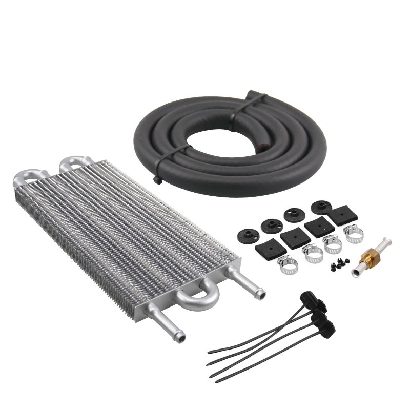 4 Row Aluminum Transmission Oil Cooler Universal 6 Pass Tube and Fin Transmission Cooler Kit