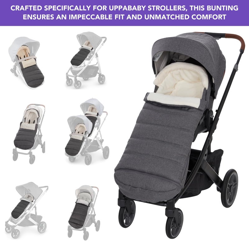 TRENDHUB Bunting Bag for UPPAbaby Vista, V2, V3, Cruz, V2, V3 RumbleSeat, V2, V3 Ridge, Minu Strollers, Warm and Ultra-Plush Waterproof Stroller Footmuff, Extendable Winter Stroller Cover, Sleeping Bag - Image 2