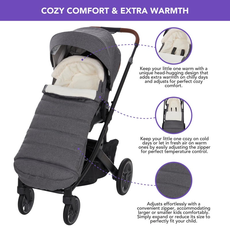 TRENDHUB Bunting Bag for UPPAbaby Vista, V2, V3, Cruz, V2, V3 RumbleSeat, V2, V3 Ridge, Minu Strollers, Warm and Ultra-Plush Waterproof Stroller Footmuff, Extendable Winter Stroller Cover, Sleeping Bag - Image 5