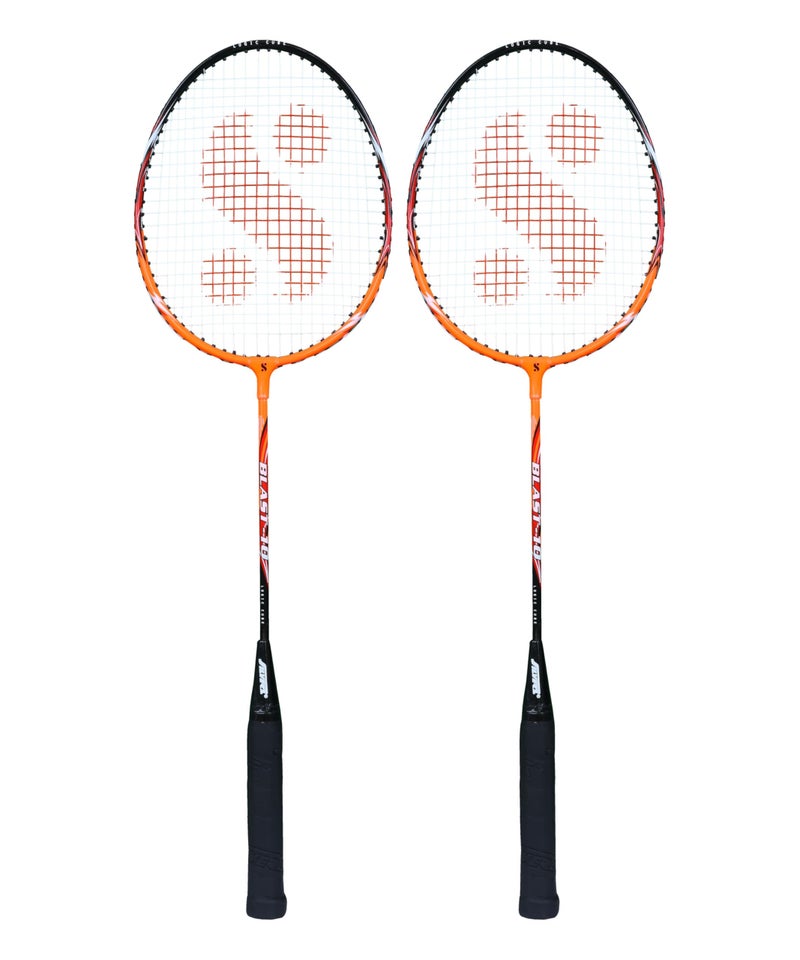 Silvers Silver's Aluminium Blast Badminton Kit (2 Racquets with Full Cover, 1 Box Plastic Shuttlecock Pack of 3)(Orange/Black) - Image 2