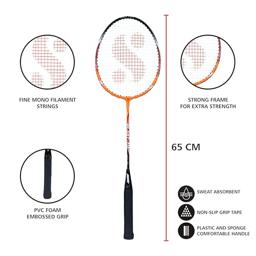 Silvers Silver's Aluminium Blast Badminton Kit (2 Racquets with Full Cover, 1 Box Plastic Shuttlecock Pack of 3)(Orange/Black) - Image 3