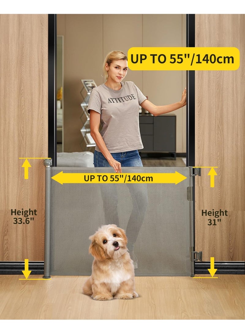 Retractable Baby Gate for Stairs ,  33” Height, Expands up to 55” Width , Safety Gate for Infants, Toddlers, Dogs u0026 Pets ,  Easy Install, Secure Closure, Gray Mesh Design for Indoor u0026 Outdoor Use - Image 5