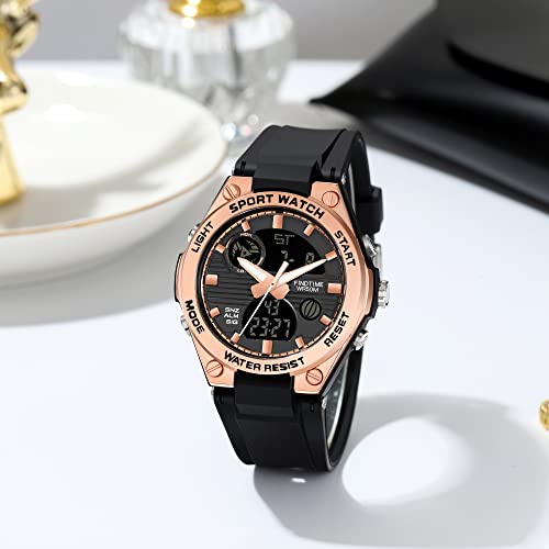 findtime Womens Watch Ladies Watches Waterproof Sports Analog Digital Watches LED Backlight Alarm Stopwatch Wrist Watches - Image 2
