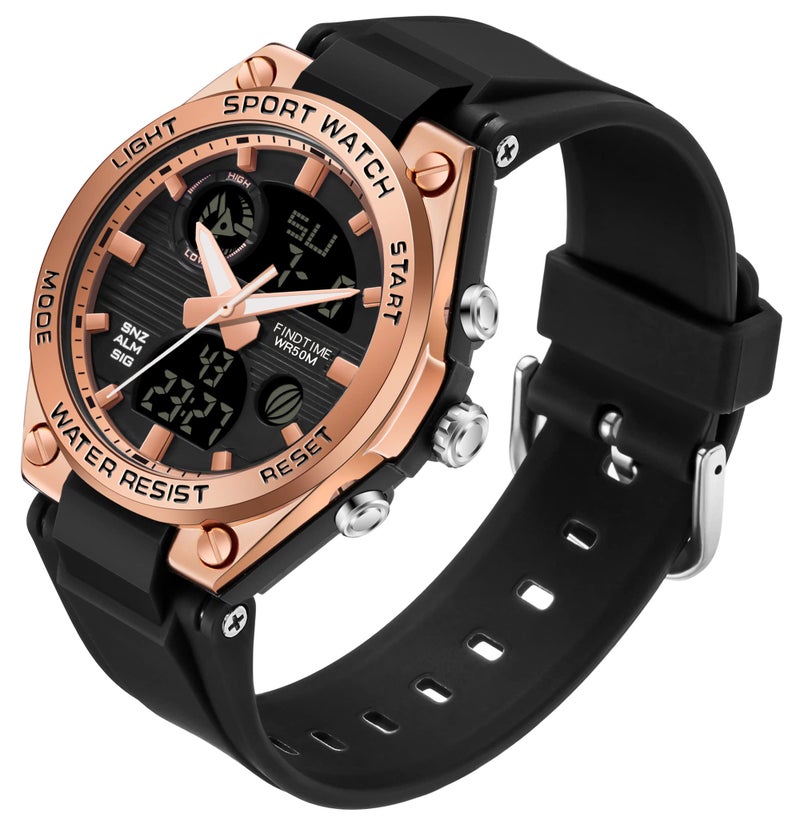 findtime Womens Watch Ladies Watches Waterproof Sports Analog Digital Watches LED Backlight Alarm Stopwatch Wrist Watches - Image 1