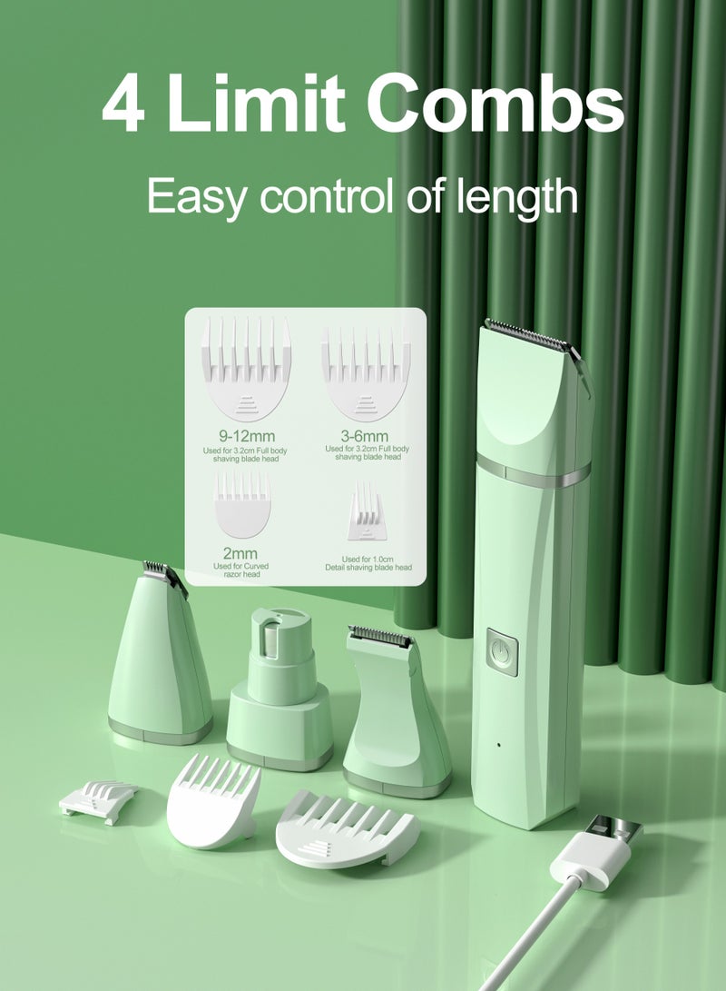ماكينة تشذيب شعر الحيوانات الأليفة، مناسبة للقطط والكلاب، صامتة، 4 رؤوس شفرة، 4 أمشاط محدودة، شعر الجسم بالكامل / طلاء الأظافر / شعر المخلب / الشعر المحلي، آمنة، طويلة الأمد، خضراء - Image 3