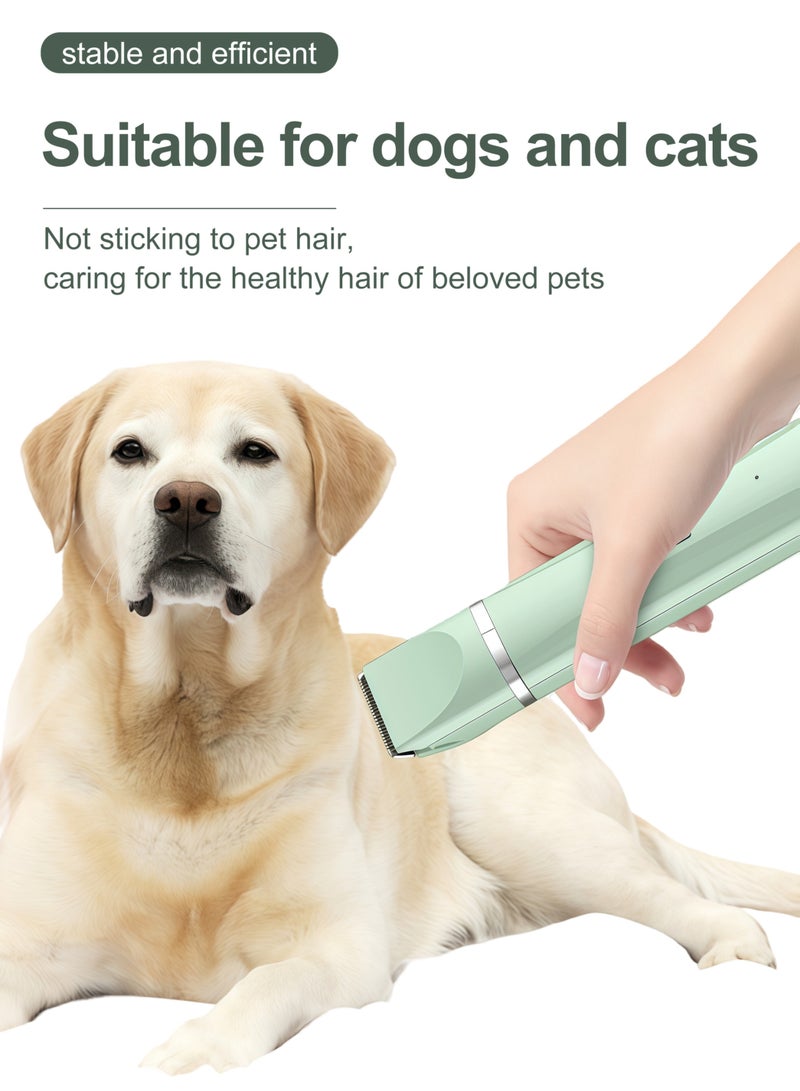 ماكينة تشذيب شعر الحيوانات الأليفة، مناسبة للقطط والكلاب، صامتة، 4 رؤوس شفرة، 4 أمشاط محدودة، شعر الجسم بالكامل / طلاء الأظافر / شعر المخلب / الشعر المحلي، آمنة، طويلة الأمد، خضراء - Image 4