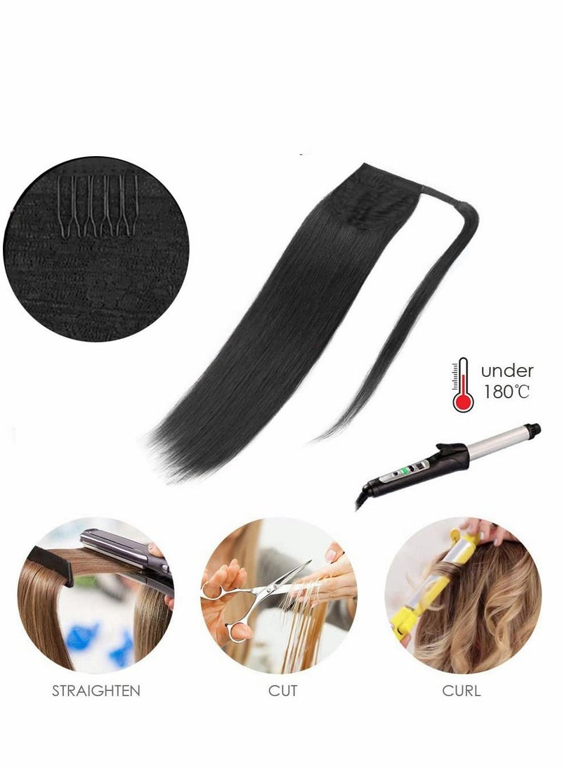 Excefore Long Straight Pony Tail Hair Clip in Ponytail Extension Wrap Around 24 Inch Synthetic Fiber (Ash Blonde) - Image 4