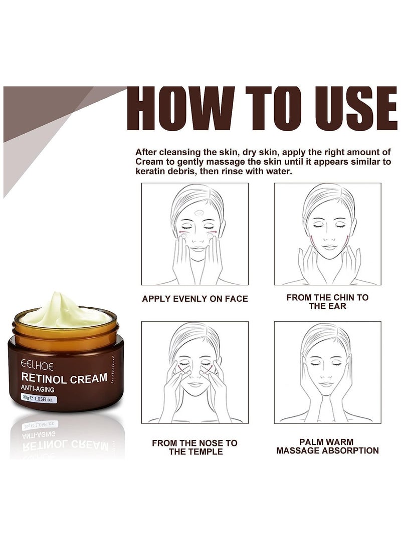EELHOE Retinol Face Moisturizer Cream For Men, Natural & Organic, Anti-Wrinkle Face Night Cream with Retinol & Hyaluronic Acid To Reduce Fine Lines and Even Skin Tone - Image 4