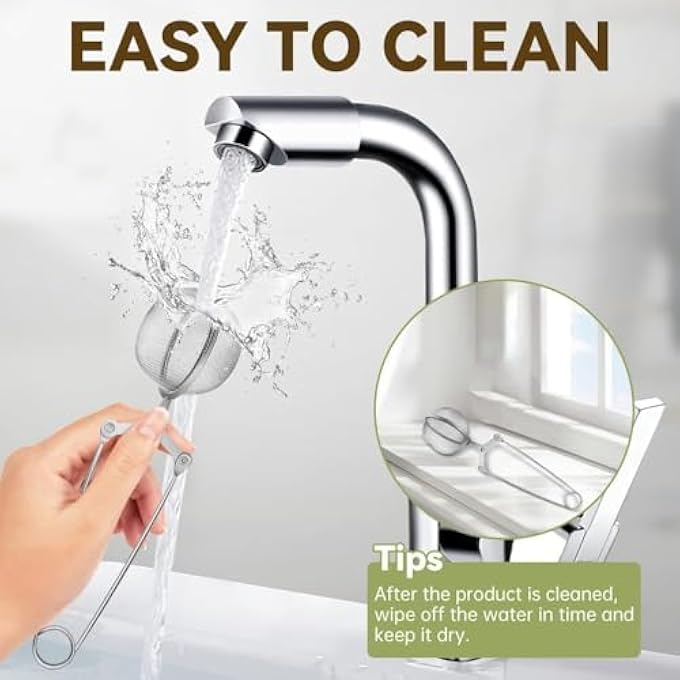 أكس سبرينج مصفاة شاي قطعتين من الفولاذ المقاوم للصدأ مع مقبض طويل ناشر شاي بلونين شبكة دقيقة مصفاة شاي قابلة لإعادة الاستخدام لتوابل أوراق الشاي السائبة وجميع أنواع الشاي - Image 3