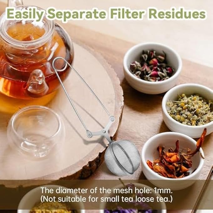 أكس سبرينج مصفاة شاي قطعتين من الفولاذ المقاوم للصدأ مع مقبض طويل ناشر شاي بلونين شبكة دقيقة مصفاة شاي قابلة لإعادة الاستخدام لتوابل أوراق الشاي السائبة وجميع أنواع الشاي - Image 2