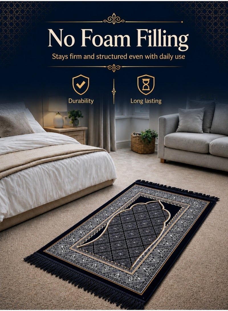 Portable Prayer Mat (Sajadah/Janamaz) – Lightweight, Foldable & Compact (Thinner than Foam Mats), Non-Slip Backing – Ideal for Travel, Home & Mosque ( ‌‌Dark Navy ) - Image 5