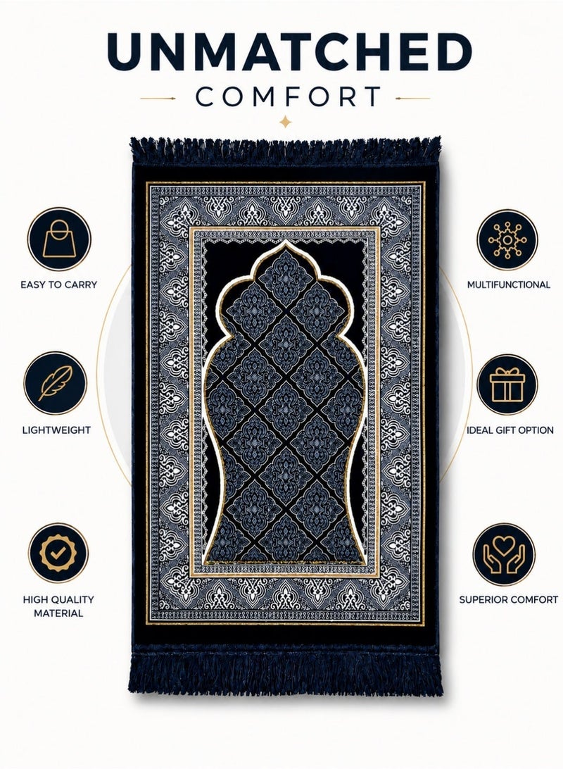 Portable Prayer Mat (Sajadah/Janamaz) – Lightweight, Foldable & Compact (Thinner than Foam Mats), Non-Slip Backing – Ideal for Travel, Home & Mosque ( ‌‌Dark Navy ) - Image 3