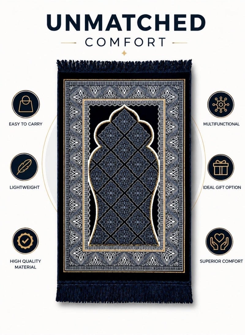 Portable Prayer Mat (Sajadah/Janamaz) – Lightweight, Foldable & Compact (Thinner than Foam Mats), Non-Slip Backing – Ideal for Travel, Home & Mosque ( ‌‌Dark Navy ) - Image 3