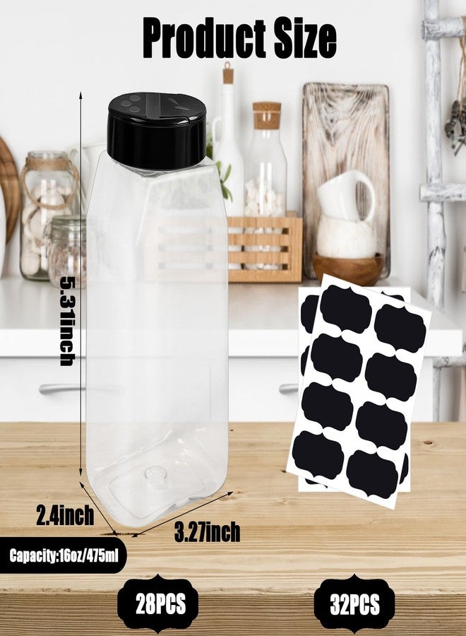 Ysglory 28 Pack 16 Oz Plastic Spice Jars Bottles Containers with Black Cap Empty Seasoning Bottles Large Clear Spice Shaker and Stickers for Storing Spice, Salt, Herbs - Image 4