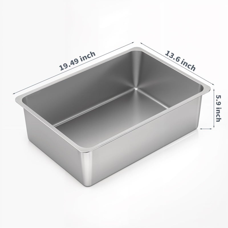 Kirecoo Stainless Steel Cat Litter Box, Large Metal High Sided Cat Pan Box, Indoor Litter Tray, Non Stick, No Smell, Easy to Clean, Pet Toilet Supplies for Cats - Image 2