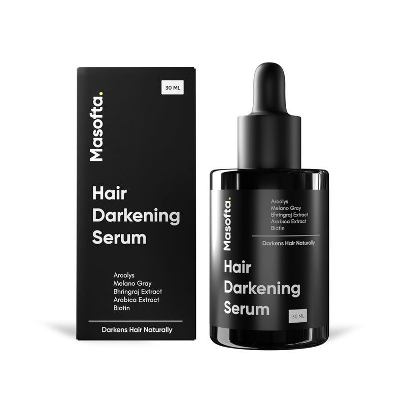 Masofta Anti Grey Hair Darkening Serum Reverses Limits Hair Beard Greying Promotes Shinier Hair With Arcolys Melano Gray Biotin Bhringraj For Both Men Women 30ML - Image 1
