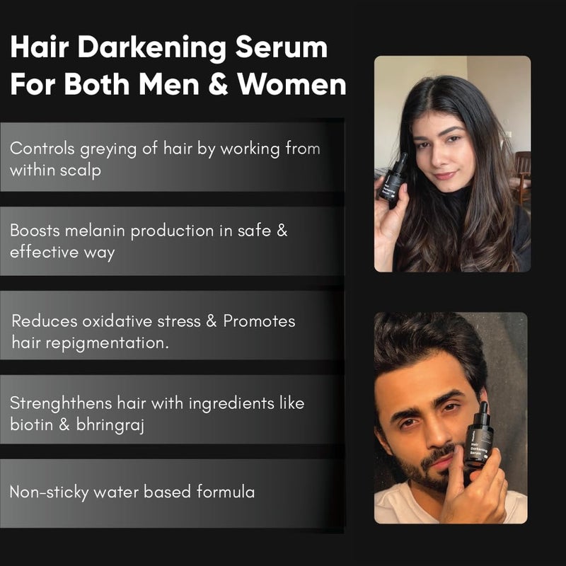 Masofta Anti Grey Hair Darkening Serum Reverses Limits Hair Beard Greying Promotes Shinier Hair With Arcolys Melano Gray Biotin Bhringraj For Both Men Women 30ML - Image 5