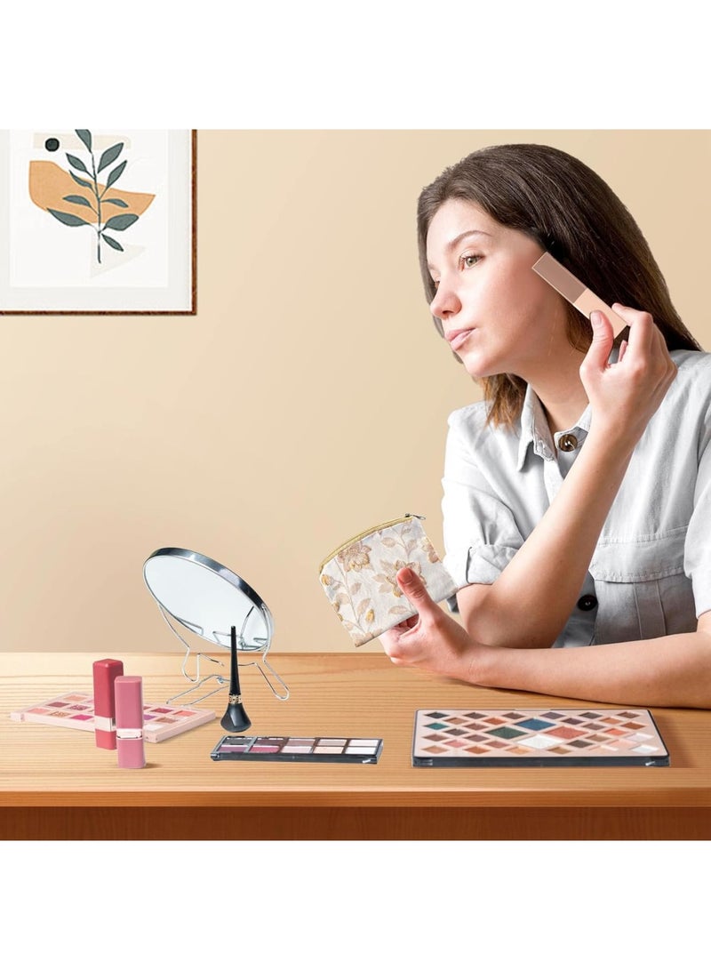 SOLARAE Embroidery Makeup Bag, 2Pcs Soft Floral Makeup Bag, for Purse Pocket Cosmetic Pouch Lipstick Storage Container Portable Zipper Organizer, Portable Toiletry Bag, White & Beige - Image 4