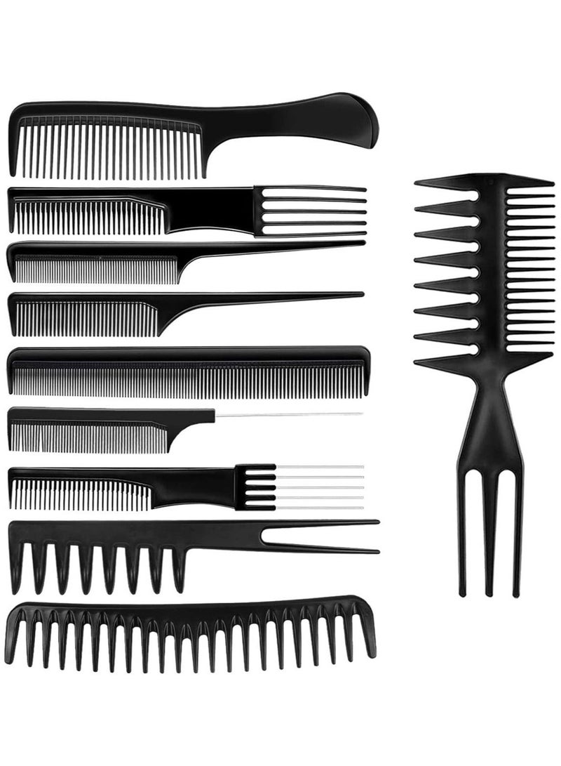 10 Pcs Hair Combs Set Wide Tooth Comb Anti-static Barber Comb Fine Hair Styling Comb Professional Hairdressing Comb Detangling Combs Rat Tail Comb for Long Wet Thick Curly Hair Men Women Salon & Home - Image 1