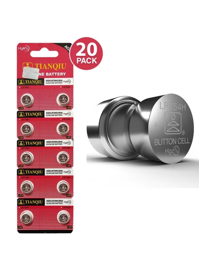 TIANQIU 20-Pieces Tianqiu AG5/ LR754H/ 393A 1.5V Alkaline Batteries  - Image 1