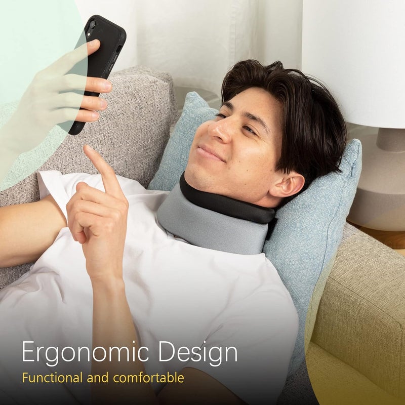 BraceUP Neck Support Brace for Neck Pain and Support for Women Man â€“ Soft Cervical Collar for Pain Relief, Sleeping, Posture, and Straightener (Gray) - Image 3