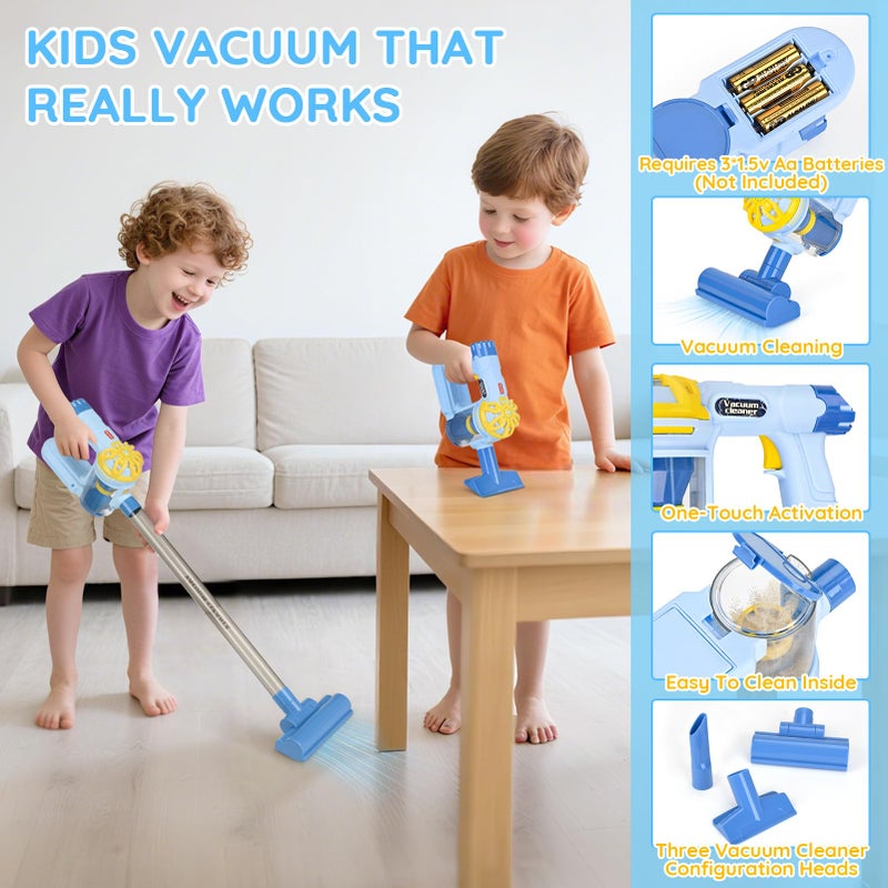 Dreamon Wooden Toddler Cleaning Set - 11Pcs Kids Cleaning Toy Set with 3-in-1 Kids Vacuum That Really Works, Montessori Cleaning Toys with Broom and Mop Set for Toddlers Girls Boys Age 3-6 - Image 3