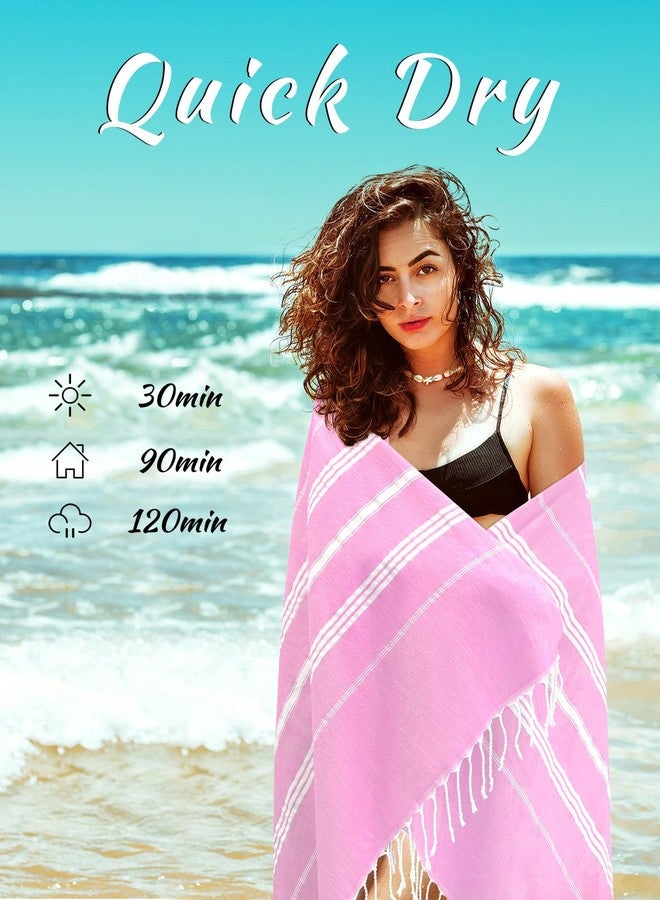 cabanana Cotton Turkish Beach Towel - Large 39 x 71 Inch Lightweight Oversized Peshtemal Towel, Prewashed Hammam Towel (Light Pink) - Image 5