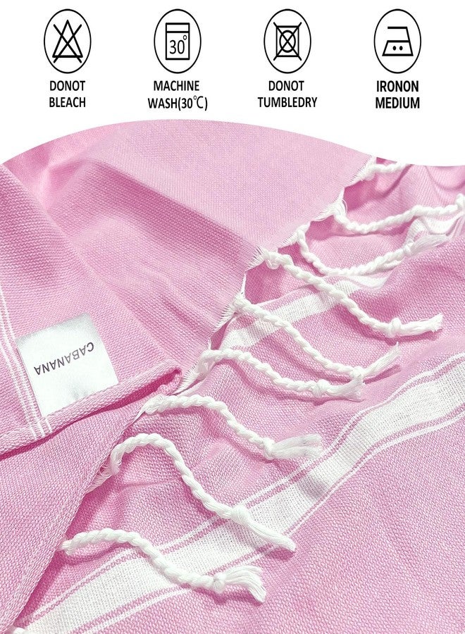cabanana Cotton Turkish Beach Towel - Large 39 x 71 Inch Lightweight Oversized Peshtemal Towel, Prewashed Hammam Towel (Light Pink) - Image 2