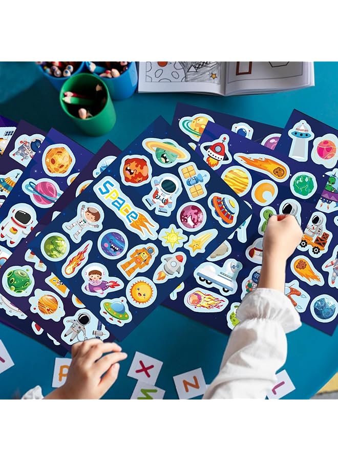 KASTWAVE Space Themed Sticker Set 24 Sheets Space Alien Rocket Vinyl Waterproof Decals Peel And Stick Solar System Space Stickers For Water Bottle Laptop Scrapbook Decor Party Favors - Image 5
