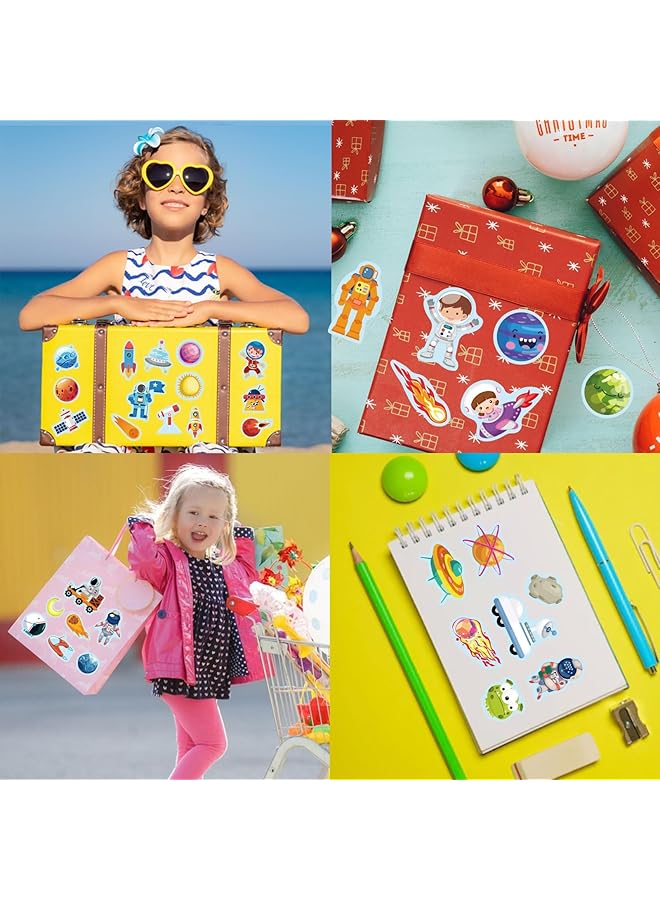 KASTWAVE Space Themed Sticker Set 24 Sheets Space Alien Rocket Vinyl Waterproof Decals Peel And Stick Solar System Space Stickers For Water Bottle Laptop Scrapbook Decor Party Favors - Image 2