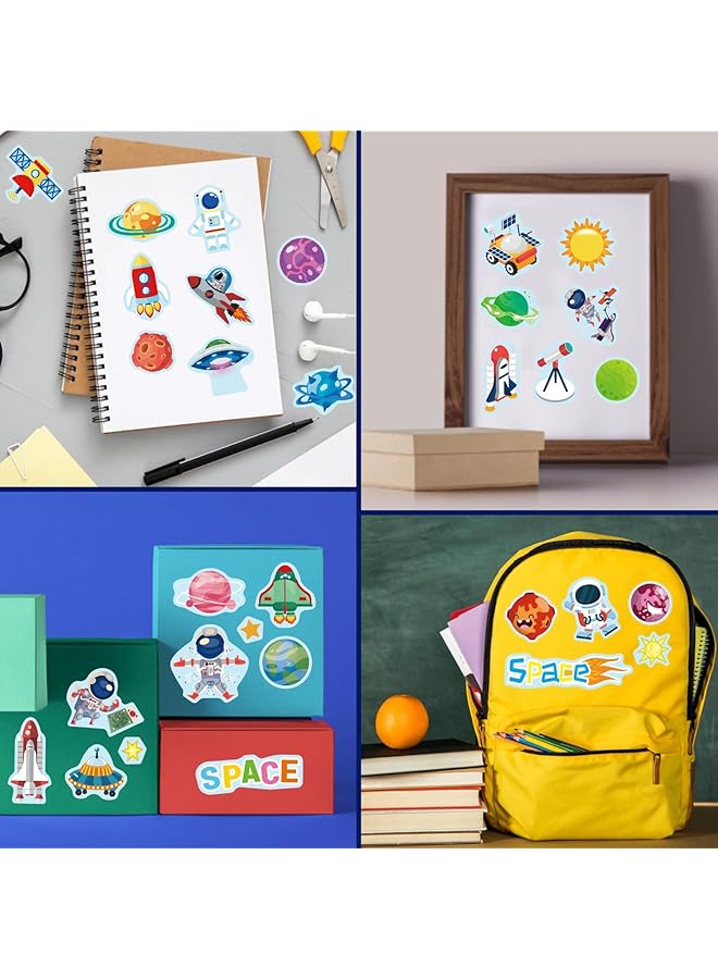 KASTWAVE Space Themed Sticker Set 24 Sheets Space Alien Rocket Vinyl Waterproof Decals Peel And Stick Solar System Space Stickers For Water Bottle Laptop Scrapbook Decor Party Favors - Image 4