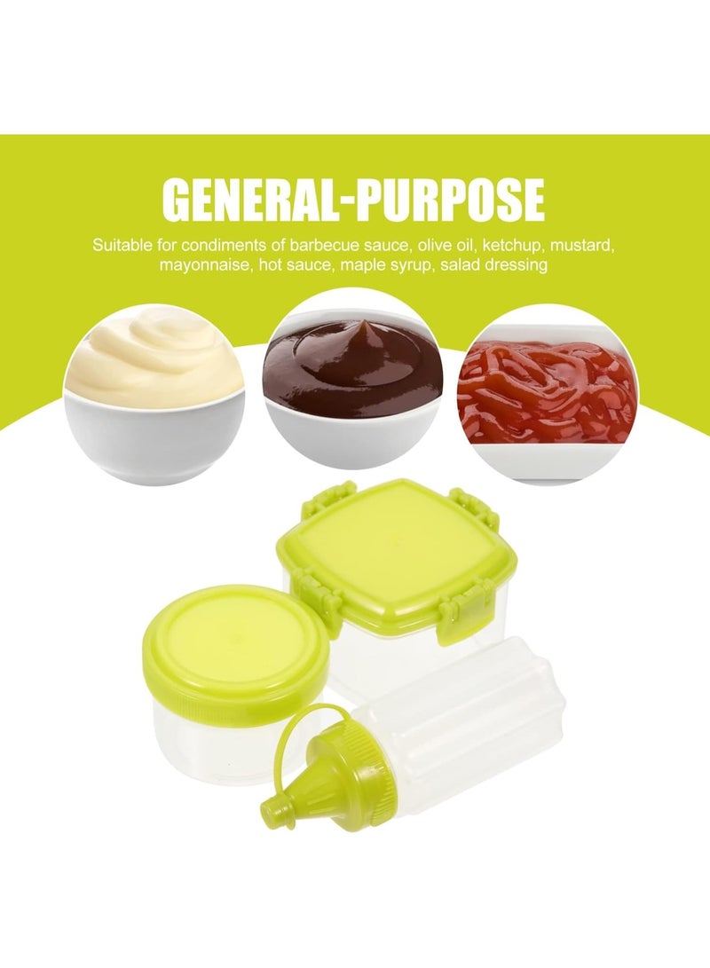 DUNISO 12 Pcs Mini Squeeze Bottles, Sauce Seasoning Box with Lid，Plastic Condiment Dressing Containers，Convenient Storage，for Outdoor Barbecue Camping，Green - Image 5
