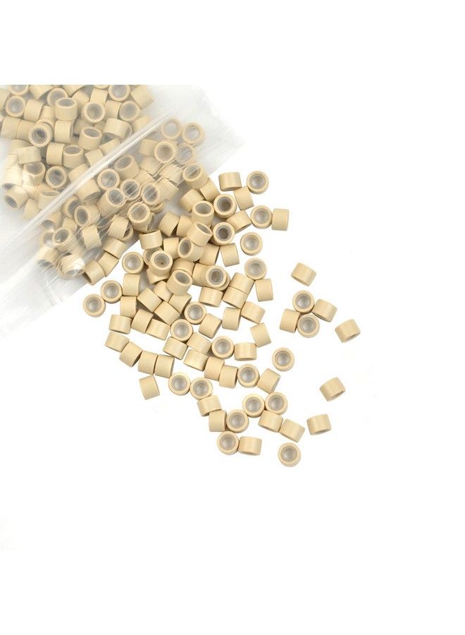 YTBYT 200 Pcs Silicone Lined Micro Rings Links Beads 4.0 Mm Beads For Hair Extensions (Blonde) - Image 3