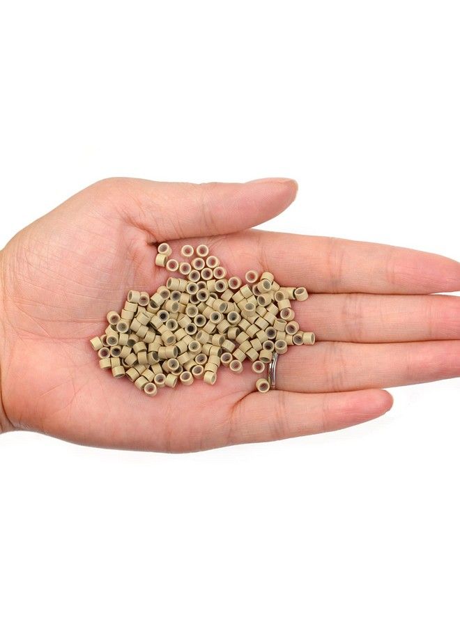 YTBYT 200 Pcs Silicone Lined Micro Rings Links Beads 4.0 Mm Beads For Hair Extensions (Blonde) - Image 4