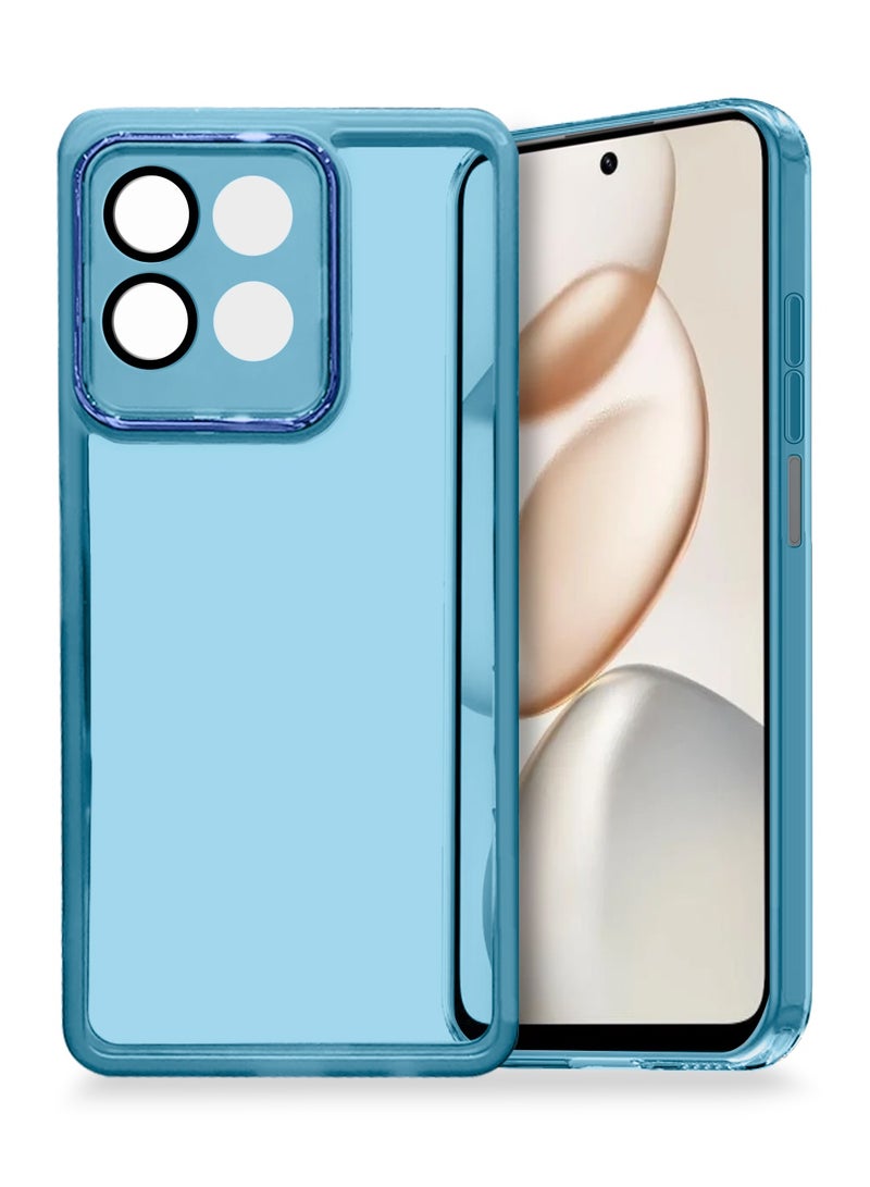 Wtech Honor X7d 5G/4G / Honor 400 Smart 5G 2025 Soft Transparent TPU Camera Lens Protection Silicone Ultra Thin Phone Stylish Electroplated Camera Border Back Case Cover - Blue - Image 1