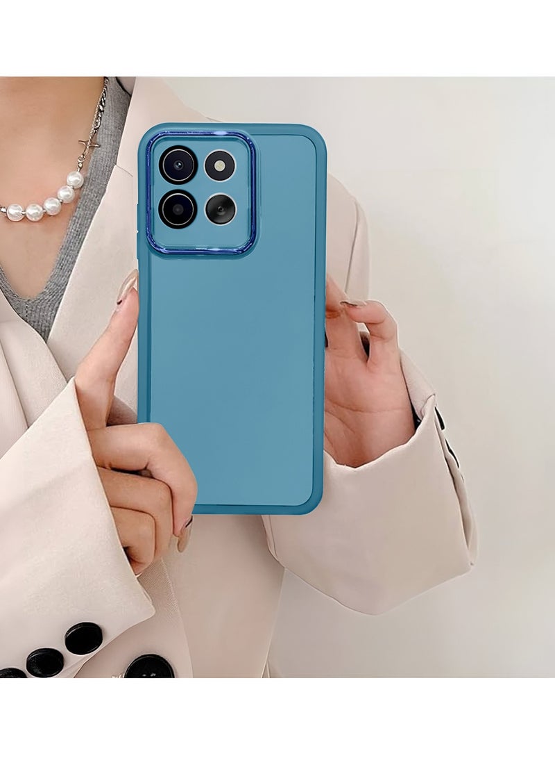 Wtech Honor X7d 5G/4G / Honor 400 Smart 5G 2025 Soft Transparent TPU Camera Lens Protection Silicone Ultra Thin Phone Stylish Electroplated Camera Border Back Case Cover - Blue - Image 4