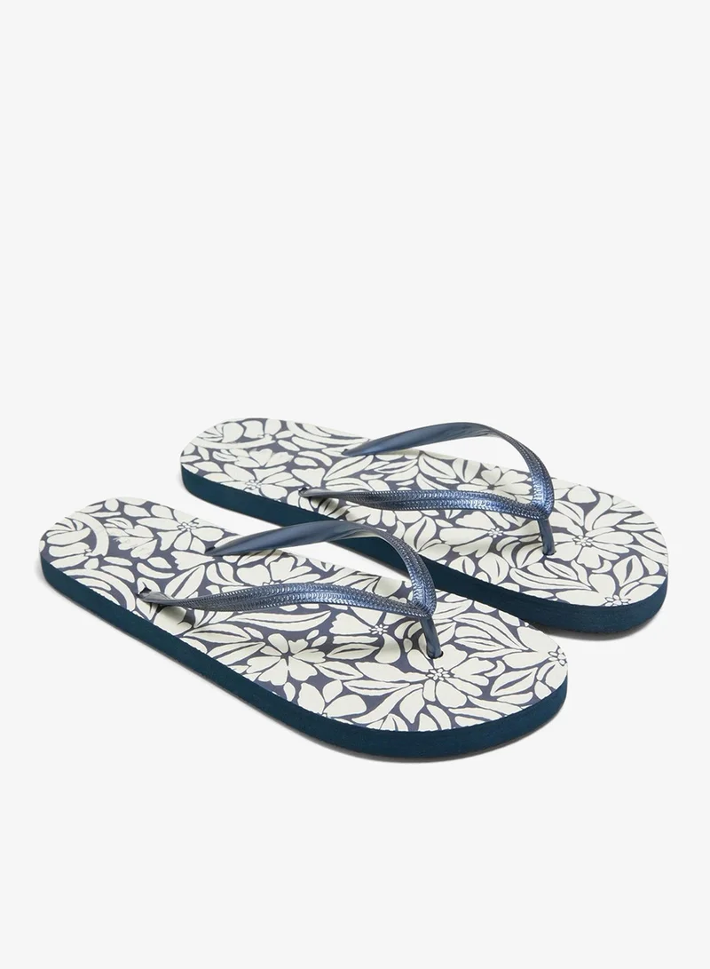 Matalan Navy Printed Flip Flops