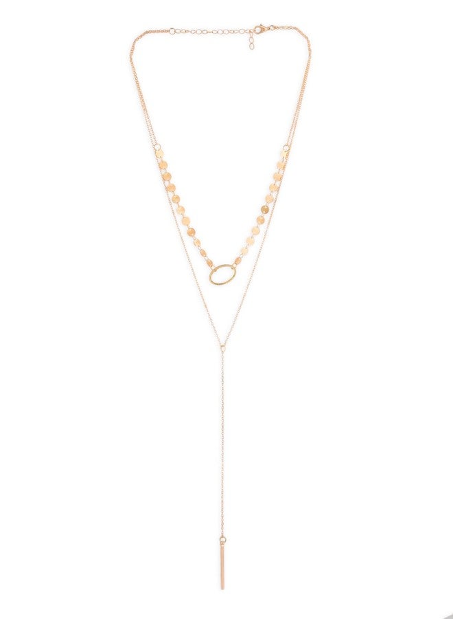 Ami Gold Tone 2 Layers Contemporary Lariat Chain For Women-ZPFK19383 - Image 1